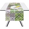 Excelsa Maiolica Green Tovaglia Runner da Tavola, 100% Cotone. 140 x 45 cm