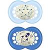 Mam Night Succhietto in silicone 6+ mesi 2 pezzi blu