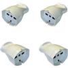 ZOREI 4 Pezzi Presa Schuko Volante, Multistandard Italiano Bipasso, Tedesco Schuko, P11/17 10/16A 250V, 2P+T Max 1500W Bianca