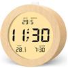 aboveClock Sveglia Digital, Sveglia in Legno Con Schermo Lcd Che Mostra Temperatura E Data, Funzione Snooze, Retroilluminazione, Alimentata Da 3 Batterie Aaa (Batterie Non Incluse)