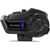 BETOWEY B2X Interfono Casco, Auricolari Bluetooth Moto con Portata dell'Interfono di 800 Metri, Musica, Radio FM e GPS