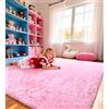 ROHATIM Tappeto per soggiorno, 200 x 300 cm, rosa, lavabile, antiscivolo, a pelo lungo, per cameretta dei bambini, camera da letto, soffice tappeto