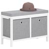 SoBuy Panca scarpiera Cassapanca da Interno Mobile Bagno con 2 cestini Bianco e Grigio L70*P30*A50cm FSR81-HG