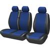 TOYOUN Coprisedile Universale per Furgone 3 Posti Ecopelle e Tessuto Stampato Coprisedile Auto 2 In 1 Coprisedile Singolo e Doppio Blu