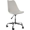 DRW Set di 4 sedie girevoli con ruote e molla a gas in metallo e PP/PU in bianco e cromato 48 x 59 x 80/88 cm