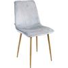 ZONS Zone - Set di 6 sedie in velluto grigio sostenuto su 4 piedi in metallo effetto legno,
