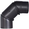 FIREFIX Tubo a gomito per stufa in acciaio spesso 2 mm (tubo fumo) di diametro 130 mm, per stufe e fuochi da camino, Senotherm, nero, regolabile a 0 - 90 gradi, con porta di pulizia