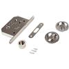 Emuca - Kit di serratura con rosetta rotonda, maniglia con serratura per porta scorrevole, Ø57mm, Acciaio, Nichel satinato
