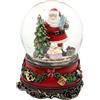 Dekohelden24 Grande palla di neve, Babbo Natale con cane e regali, con suono su base finemente decorata, dimensioni (L x P x A): 10 x 10 x 14 cm, sfera Ø 10 cm
