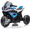 Tecnobike Shop Moto Motocicletta Elettrica per Bambini BMW HP4 Race 12V - 3 Ruote Luci Led Suoni Mp3 (Blu)