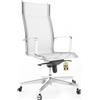 Bossberg BB70 Sedia Ufficio Ergonomica Direzionale con Schienale Alto, Poltrona di Design in Rete Traspirante e Acciaio con Supporto Lombare per Studio Professionale - Cromata Bianca