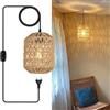 Liyabber E27 Vintage Lampada a Sospensione con Spina e Cavo 4.5M, Ø18cm | Retro Lampadario con Dimmerabile Interruttore, DIY Paralume in Corda di Canapa, Lampada a Sospensione da Interno/Esterno