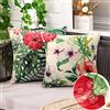 DecorMommt Federe Cuscini Divano 40 x 40 CM Impermeabile Esterno Federe Cuscino Decorativi Copricuscini Divano Fiori Colorata Foglia di Monstera Lino Federe Cuscini Per Soggiorno Giardino Terrazza 2 Pezzi