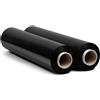 RAGO® Film estensibile imballaggio 2 pezzi 9,5 × 9,5 × 40 cm 300m Pellicola imballaggio trasloco nero Plastica per imballaggio Industriale e per Pallettizzazione 300 m