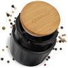 Mahlzeit Peppermill in ghisa | Ø 7,5 x (H) 8 cm | nero | coperchio in bambù con anello in silicone | macina spezie pepe mortaio erbe erbe aromatiche grattugia spezie mortaio in ghisa
