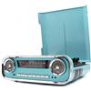 Lauson Giradischi Designer Auto d'epoca 2 Altoparlanti Stereo Integrati | Lettore Lp con Radio Fm, Funzione Bluetooth | Usb, Aux | 3 Velocità (33, 45, 78) Lauson 01TT18 (Blue)