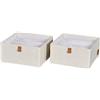 LOVE !T STORE !T LOVE IT STORE IT Premium Set di 2 Divisori per Cassetti in Lino e Cotone - Contenitori per Armadio 6 Comparti - Pieghevoli e Rinforzati - Beige - 30x30x15cm
