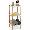 Relaxdays Scaffale da Bagno con 3 Ripiani, Mobiletto Autoportante, in Bambù e MDF, 72 x 30 x 29 cm, Naturale Bianco