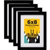 Egofine Cornice portafoto 15 x 20 cm, colore nero, set da 4 pezzi, per foto 10 x 15 cm, con tappetino - orizzontale o verticale per appendere la parete o la decorazione della tavola