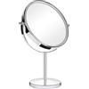 ANGNYA Specchio cosmetico a doppia faccia da 20 cm, con ingrandimento 1X e 3X, rotondo, autoportante, per camera da letto, girevole a 360 gradi, con telaio in acciaio inox