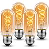 HUSTUNG Lampadine LED E27, Dimmerabile Lampadina LED 4W (Equivalente a 40W) T45 Edison Vintage Lampadina LED E27 Luce Calda 2700K - Ambra, Pacco da 4