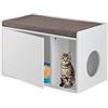 Relaxdays Mobile Lettiera per Gatti, 2 in 1 Panca Pouf e Cuccia, Casetta Chiusa, HLP 45,5 x 75 x 43 cm, Bianco Grigio