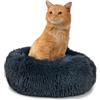 Paco Home Letto Per Cani Letto Per Gatti Soffice Cuscino Per Cani Ciambella Coperta Per Cesto Per Gatti Cesto Lavabile, Colore:Antracite, Dimensione:Ø40 cm