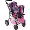 Bayer Chic 2000 - Passeggino gemellare per bambole Twinny, passeggino gemellare per bambini dai 4 agli 8 anni, unicorno, rosa navy, 691-43
