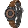 EUTOUR Orologio in Legno da Uomo Magnetico,Moda Semplice Orologio Magnetico Nessun Vetro Cuscinetto a Sfera Quarzo Orologi da Polso da Uomo con Cinturino in Pelle Marrone Scuro