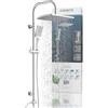 SCHÜTTE Set doccia Maiorca | Colonna doccia con grande doccia a pioggia | Doccia a mano con 3 tipi di getto | Sistema doccia con asta doccia regolabile in altezza | Cromo