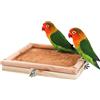 Dnoifne Piattaforma Appollaiatoio per Uccelli in Legno Naturale - Accessorio per Gabbie con Palo per Arrampicata e Pulizia Artigli - Ideale per Pappagalli, Pappagallini, Inseparabili, Ratti - 20 x 20 cm