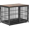 Bingopaw Gabbia Kennel per cani interno: Grande XL Antimorso Filo Spesso Kennel Mobile Tavolino Cuccia per cane in Legno Metallo Casetta Vassoio Rimovibile, 107x71x81cm, Nero