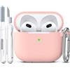 R-fun compatibile con AirPods 3a generazione 2021, per AirPods 3 Custodia Cover con kit di pulizia e portachiavi, morbida custodia protettiva in silicone, Rosa sabbia