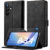 Focusor Cover a Libro Samsung Galaxy A34 5G [con 1 Pezzi di Vetro Temperato] Custodia in Pelle Samsung A34 [Portafoglio] Magnetica Sintetica TPU Antiurto, Funzione Supporto Slot Schede per A34 Nero