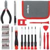 Hi-Spec Kit di strumenti per riparazioni elettroniche di precisione da 38 pezzi. Con giravite portainserti a cricchetto per inserti a croce, a intaglio, a stella, esagonale e tripoint, con pinze