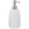 Relaxdays Dispenser di Sapone, 300ml, Portasapone Ricaricabile Manuale, Accessorio Home Bagno & Cucina, Rotondo, Bianco