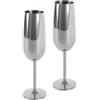 ECHTWERK Set di 2 bicchieri da champagne e spumante, acciaio inox, edizione argento, 250 ml, 22,5 x 6,3 cm