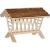 Kerbl Pet Mangiatoia per fieno Nature, 45x32x33cm, facile da riempire, possibilità di mangiare su tutti i lati, stabile, in legno naturale