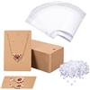 VIKSAUN 300 Pezzi Display per Orecchini Set di carte per orecchino, 50 Pcs Kraft Cartoncini per Orecchini, 50 Pcs Sacchetti Autosigillanti, 100 orecchini posteriori per Gioielli Vari (Marrone)