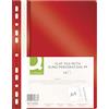 Q-CONNECT KF15666 - Cartellina portadocumenti in plastica, formato A4, confezione da 10, colore: Rosso/Cartelline perforate con strisce etichettatrici/con coperchio trasparente/perforazione/fori
