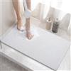 HITSLAM Tappetino Doccia Antiscivolo, 60x40cm Tappetino Vasca Antiscivolo da Bagno con scarico, Morbido PVC Luffa Tappetino Bagno, Asciugatura rapida, Bianco