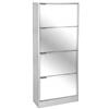 GICOS SRL Mobile scarpiera Struttura in Legno 4 Ante Specchio Colore Bianco 63 * 24 * 150 cm PUR-770173