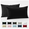 Dreamzie - Federa Cuscino 50x80 cm - 100% Cotone Rinforzato - Nero