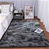 Tinyboy-hbq Tappeto Salotto Shaggy Tappeti a Pelo Lungo,Moderno Soggiorno Camera da Letto Tappeti,Antiscivolo Morbido e Soffice (Grigio Nero, 80 x 120 cm (Rectangular))