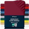 Flowen Lenzuola con Angoli 140x200 cm Bordeaux in Microfibra di Poliestere per Letto a Una Piazza e Mezza con Materasso fino a 30cm Tessuto Anti-Acaro e Ipoallergenico Lavabile in Lavatrice