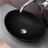 doporro Lavabo da Appoggio Ovale in Ceramica Nero Opaco 42 cm Lavandino Bagno Moderno con Rivestimento Nano per Bagno e WC Ospiti - Brüssel205