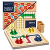 Yellow Mountain Imports, Set Double Face Scala e Serpente e Ludo, Gioco da Tavolo Reversibile in Legno 2 in 1-29 centimetri