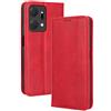 GOKEN Cover per Huawei Honor X7a, Custodia Folio in Pelle Flip Wallet Libro Case con Portafoglio, Premium PU/TPU Magnetica Cover con Supporto di Stand/Carte Slot (Rosso)