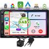 ATOTO F7XE Autoradio 2 DIN, Integrato DAB+, CarPlay Senza fili & Android Auto Wireless,Schermo QLED da 7 pollici Stereo,Mirrorlink,Bluetooth,HD LRV, Carica Telefono, con camma& mic, F7G2A7XED-S01