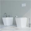 MarinelliGroup Sanitari bagno filomuro a terra RIMLESS Bidet e Vaso WC in ceramica con sedile coprivaso softclose CUBE
